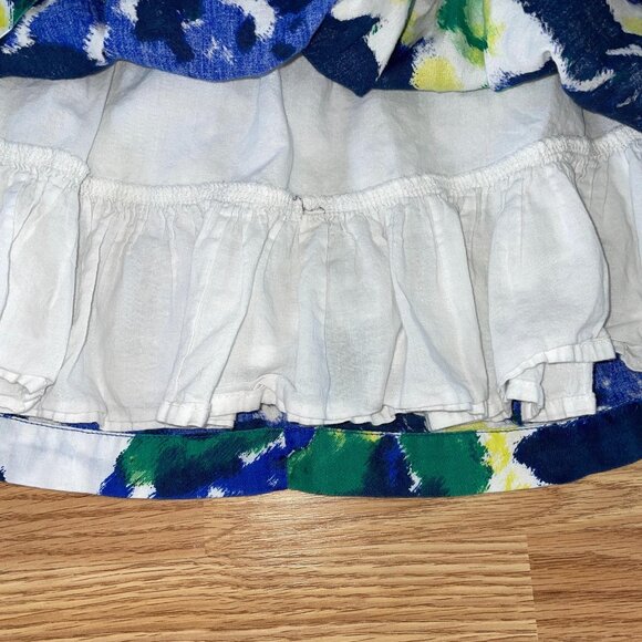 BabyGap Dress 18-24 Months Blue/Green/Yellow Abstract Floral Print Cap Sleeves - Picture 4 of 6